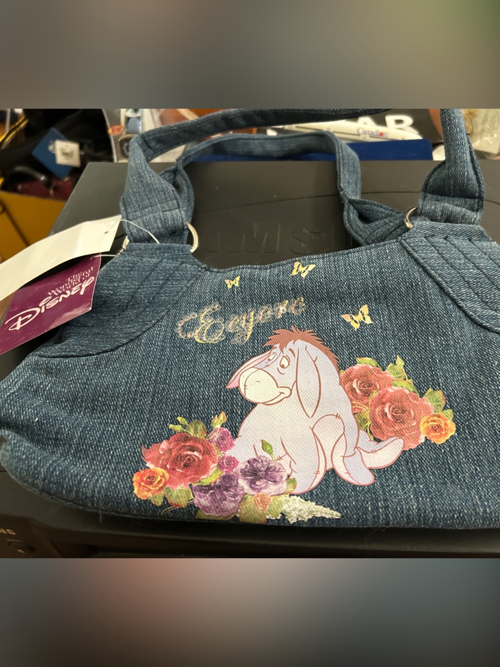 Disney Denim Tote with Eeyore and Floral Print - Blue